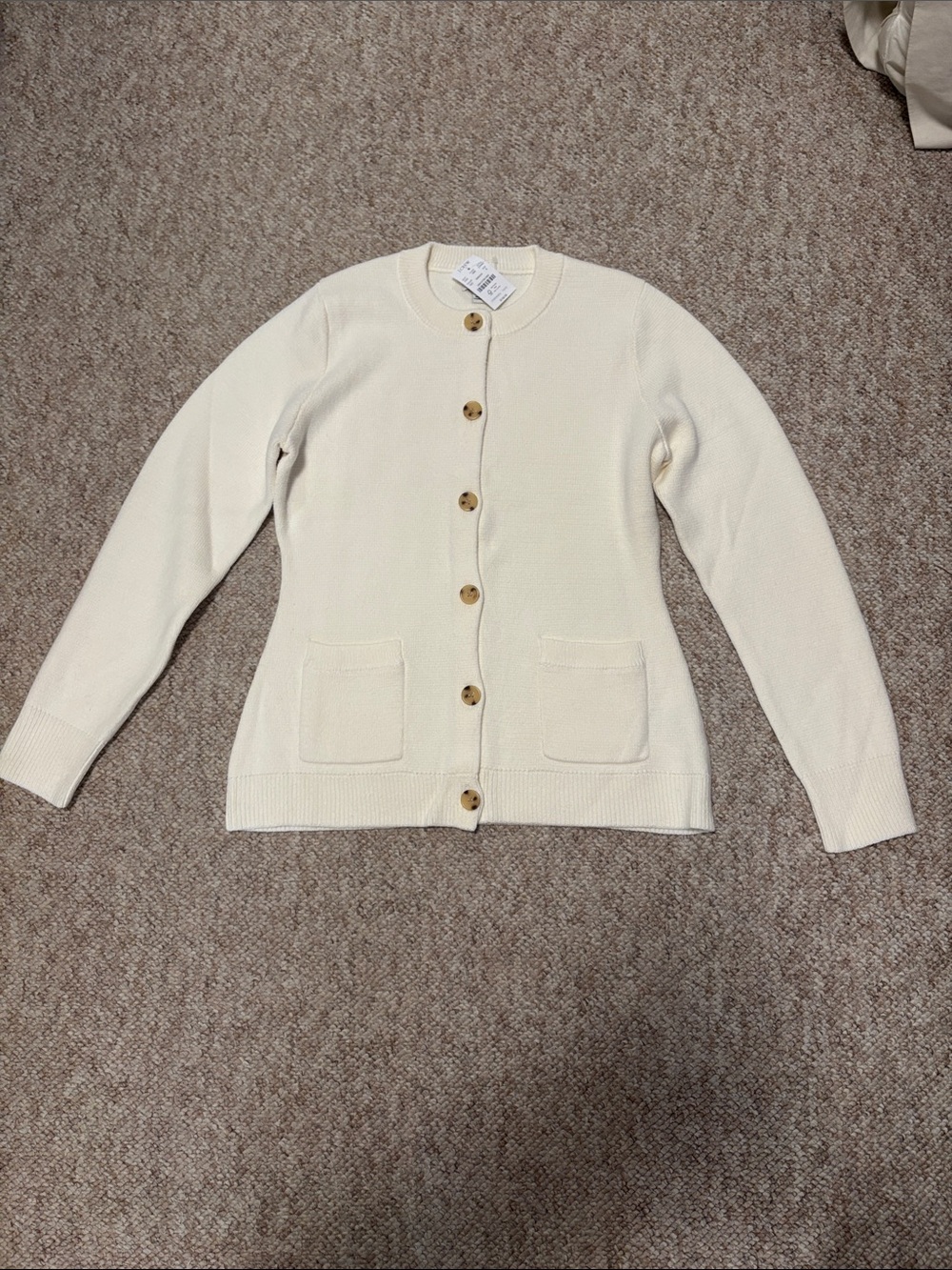 J. Crew Ivory Waisted Sweater Jacket